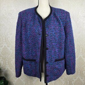 Habedashery II Size 16W Multicolor Vertical Chevron Striped Jacket Button Close